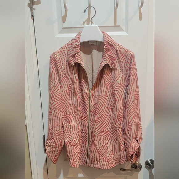 Zenergy Neema Painterly Waves Jacket by‎ Chicos womens size 3 lightweight - Picture 3 of 10